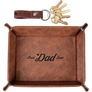 New PU Leather Valet Tray, Unique Birthday Gifts for Dads, Stepdads Husband Men